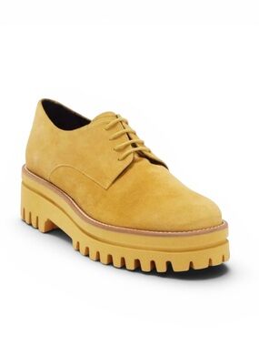 Paloma Barcelo Ama Suede Yellow Lug Sole Oxford Shoes NWT
